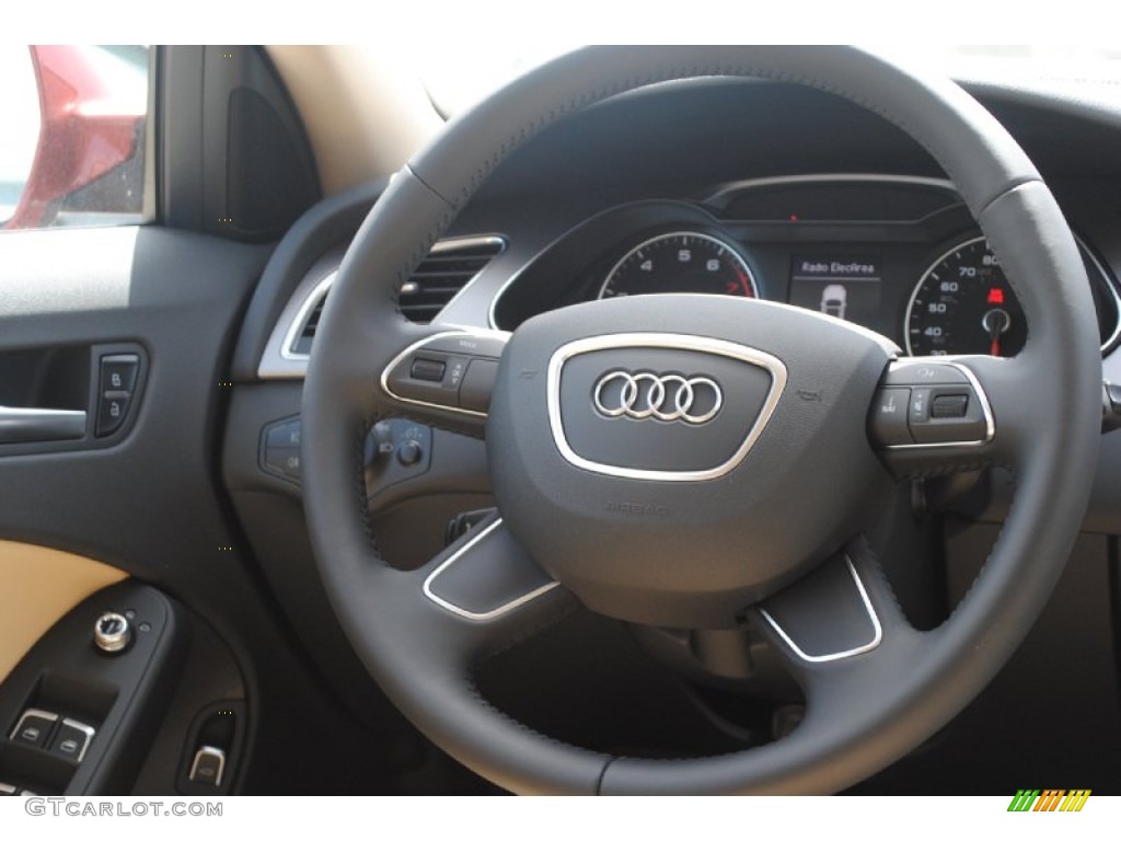 2014 Audi A4 2.0T Sedan Velvet Beige Steering Wheel Photo #84388911