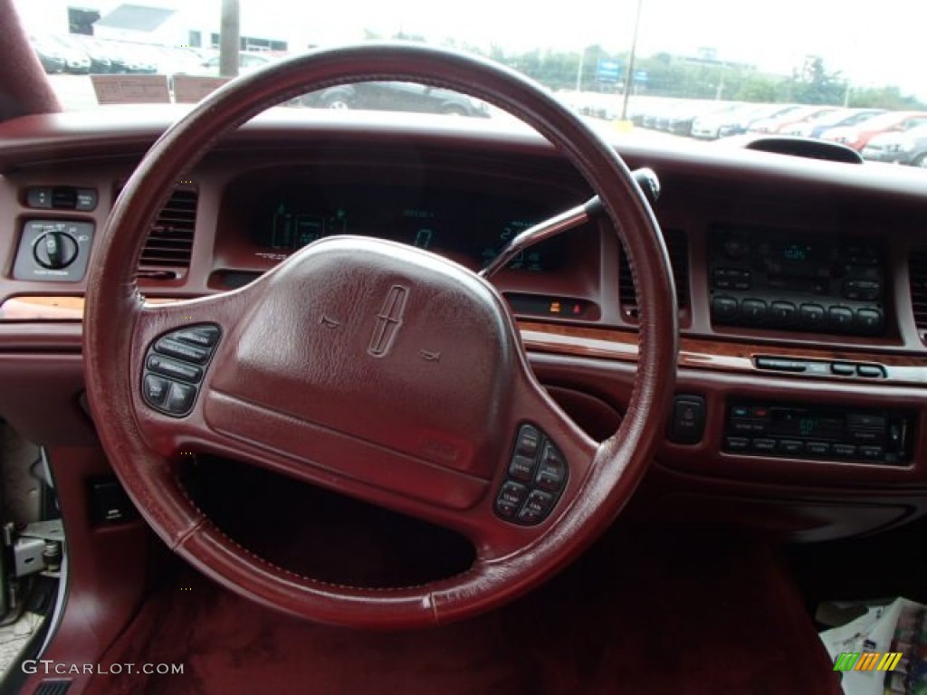 1996 Lincoln Town Car Cartier Dark Red Steering Wheel Photo #84389706