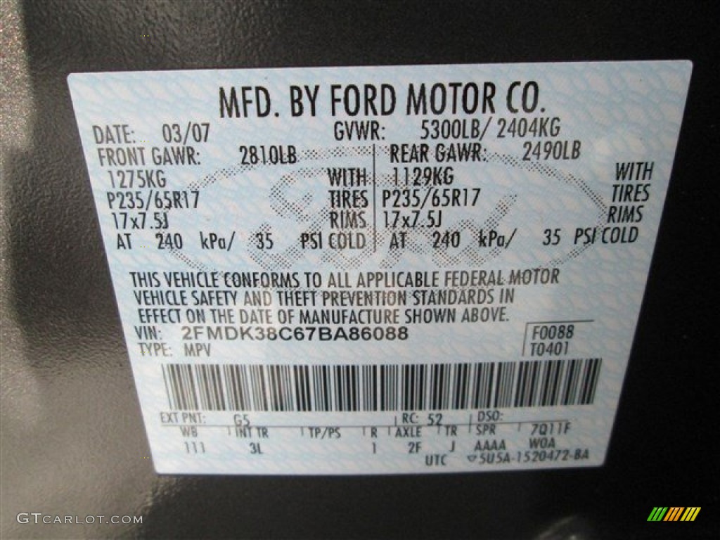 2007 Edge SEL - Carbon Metallic / Medium Light Stone photo #11