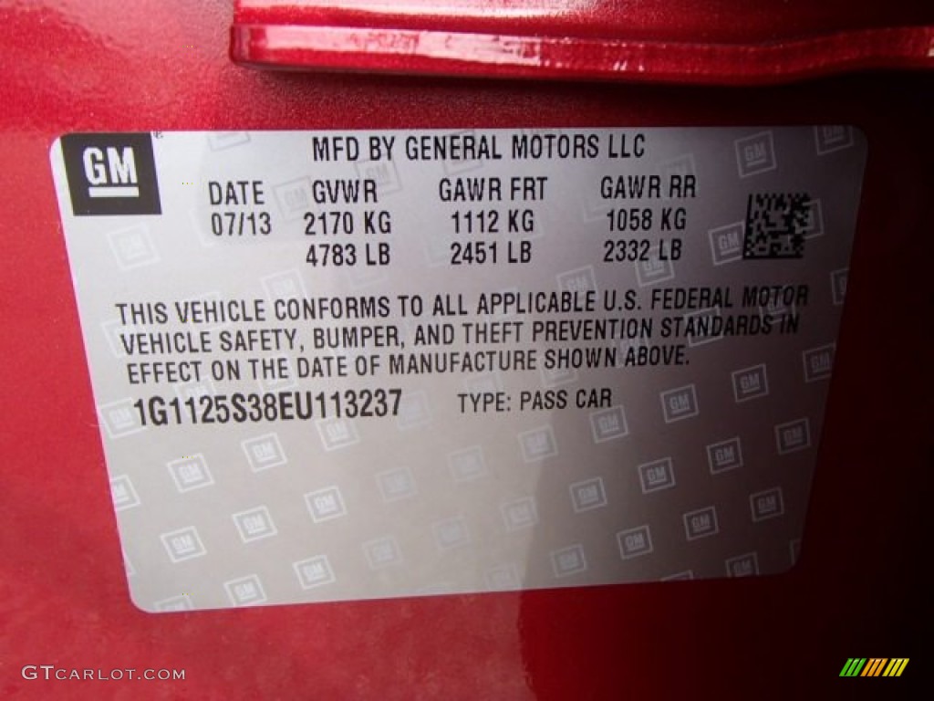 2014 Chevrolet Impala LT Info Tag Photo #84394020