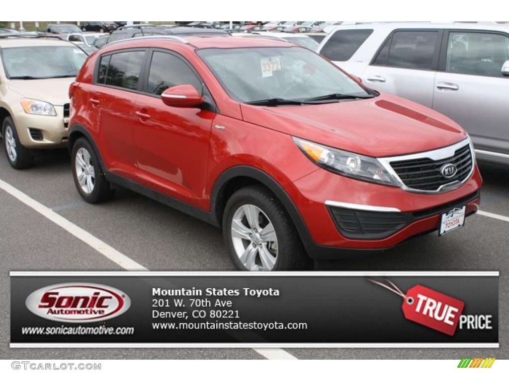 2012 Sportage LX AWD - Signal Red / Black photo #1