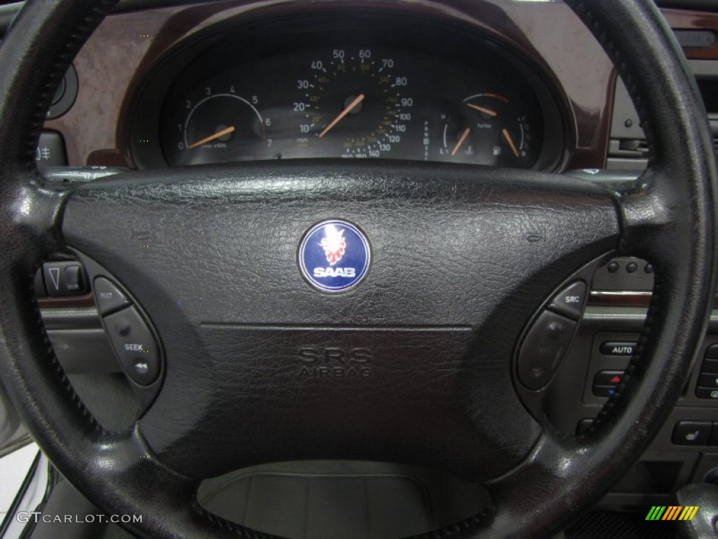 2003 Saab 9-3 SE Convertible Charcoal Grey Steering Wheel Photo #84399756