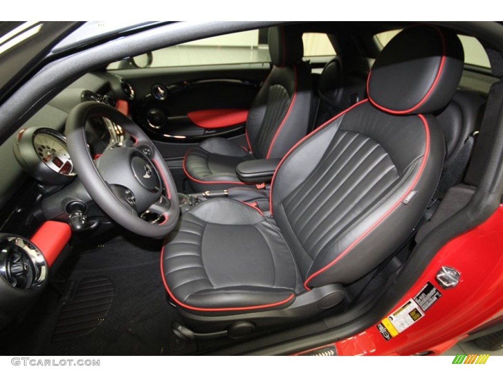Championship Lounge Leather/Red Piping Interior 2014 Mini Cooper S Coupe Photo #84402651