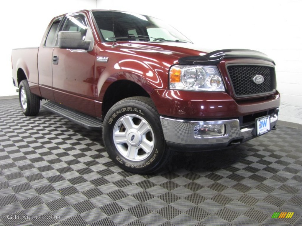 2004 F150 XLT SuperCab 4x4 - Dark Toreador Red Metallic / Medium/Dark Flint photo #1