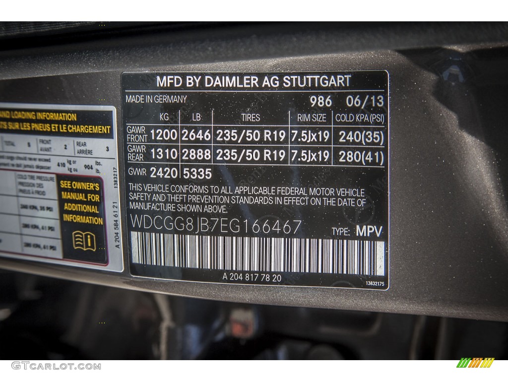 2014 GLK Color Code 986 for Pebble Grey Metallic Photo #84406610