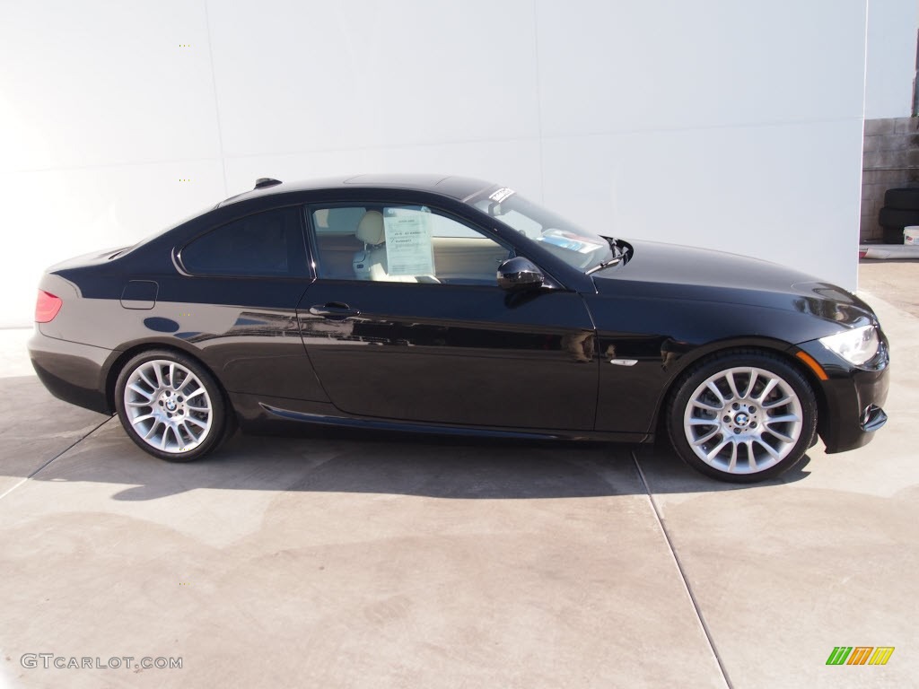 2011 3 Series 328i Coupe - Jet Black / Beige photo #3