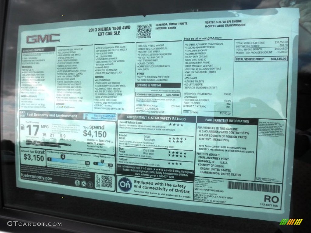 2013 Sierra 1500 SLE Extended Cab 4x4 - Summit White / Ebony photo #25