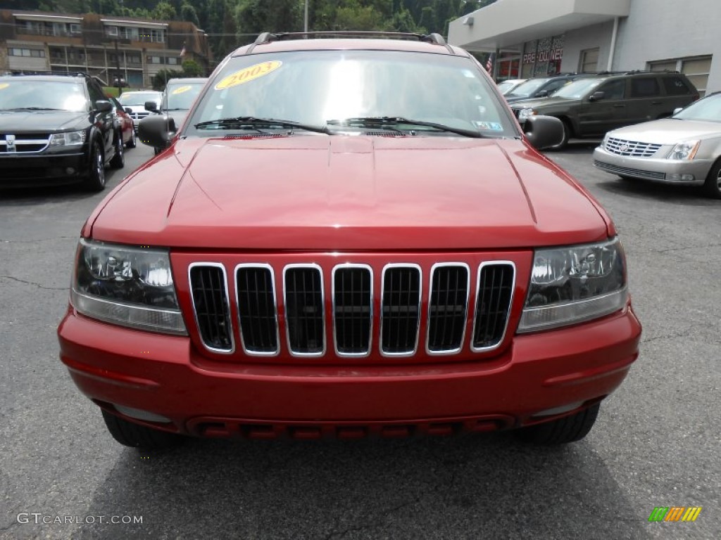 2003 Grand Cherokee Limited 4x4 - Inferno Red Tinted Pearlcoat / Taupe photo #2