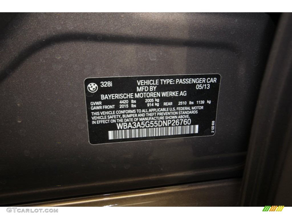 2013 BMW 3 Series 328i Sedan Info Tag Photo #84428145