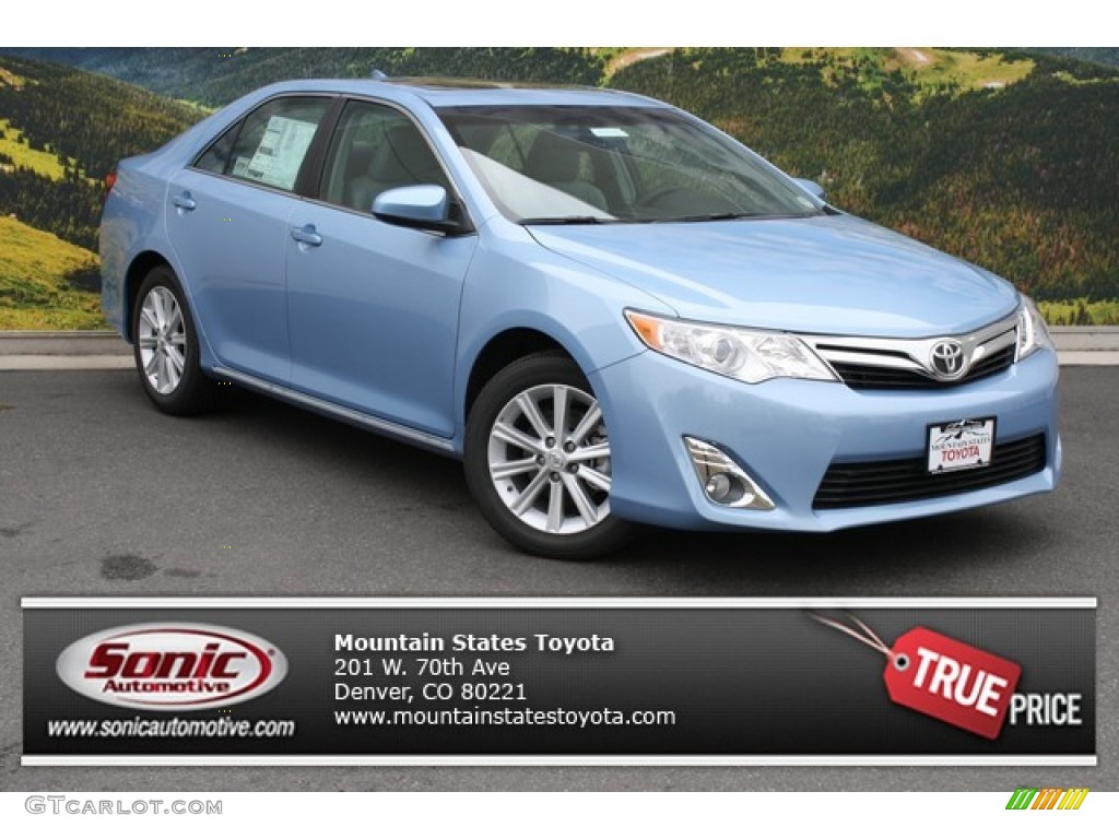 2013 Camry XLE V6 - Clearwater Blue Metallic / Ash photo #1