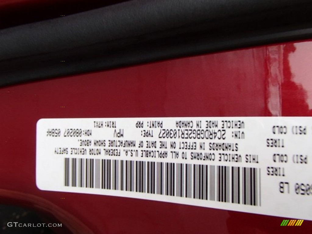2014 Grand Caravan Color Code PRP for Deep Cherry Red Crystal Pearl Photo #84434789