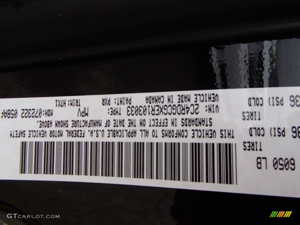 2014 Grand Caravan Color Code PXR for Brilliant Black Crystal Pearl Photo #84435265
