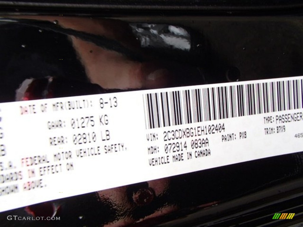 2014 Charger Color Code PX8 for Pitch Black Photo #84435692