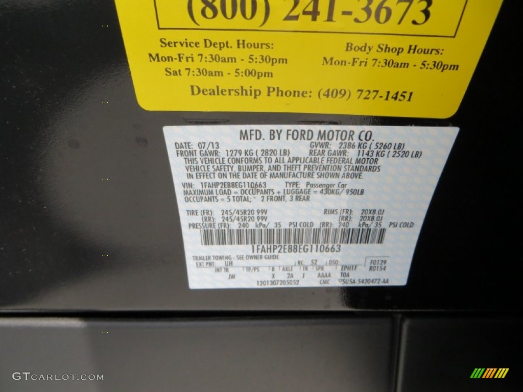 2014 Taurus Color Code UH for Tuxedo Black Photo #84437192