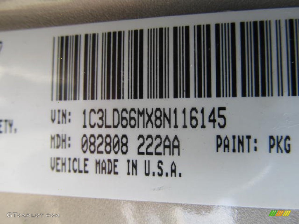 2008 Chrysler Sebring Limited AWD Sedan Color Code Photos