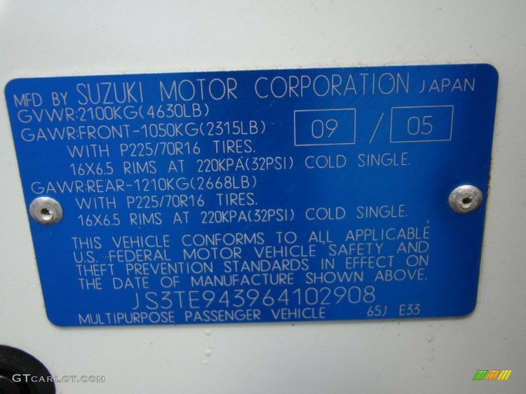2006 Grand Vitara Premium - White Pearl / Black photo #24
