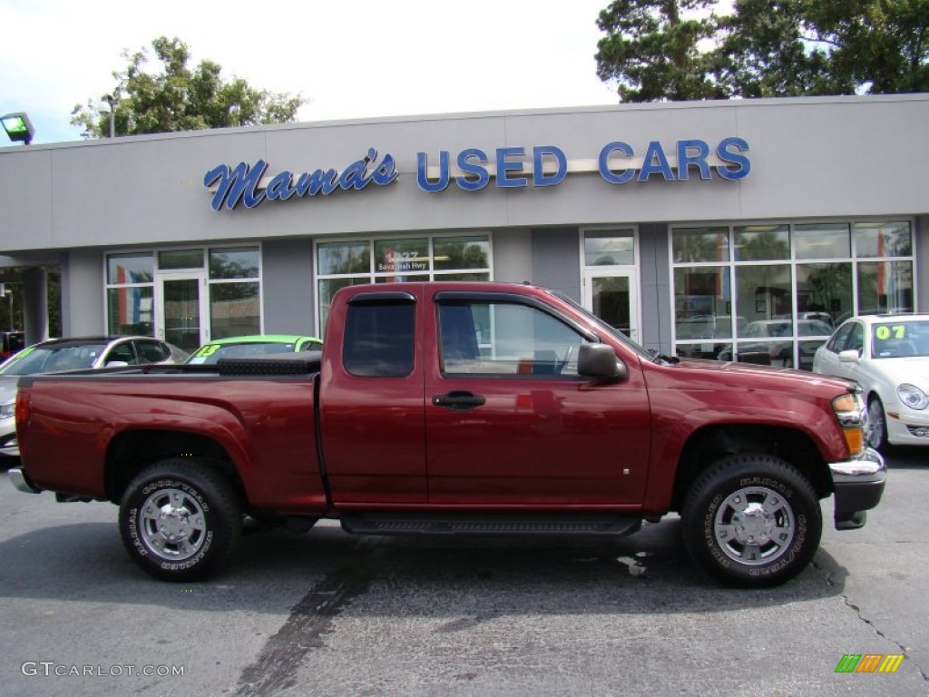 2007 Canyon SLE Extended Cab 4x4 - Sonoma Red Metallic / Dark Pewter photo #1