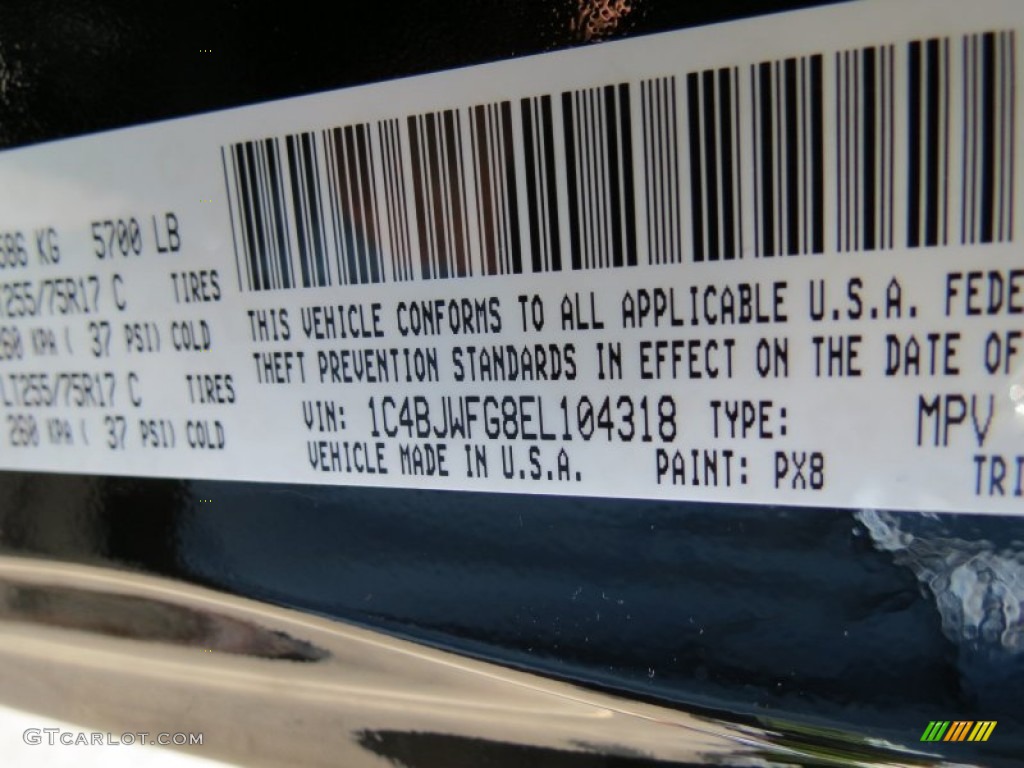 2014 Wrangler Unlimited Color Code PX8 for Black Photo #84454160