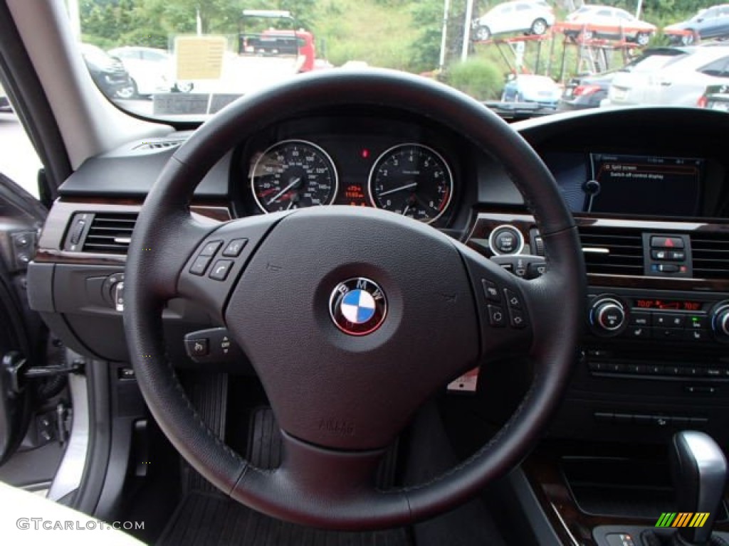 2011 BMW 3 Series 335i xDrive Sedan Black Steering Wheel Photo #84454918