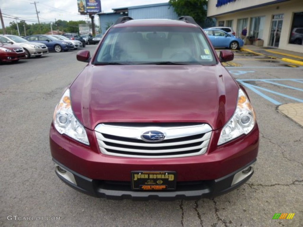 2011 Outback 2.5i Premium Wagon - Ruby Red Pearl / Warm Ivory photo #2