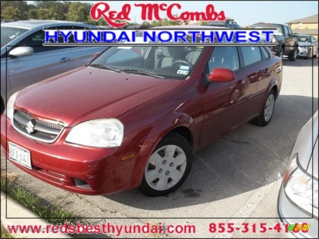 2007 Forenza Sedan - Fusion Red Metallic / Grey photo #1