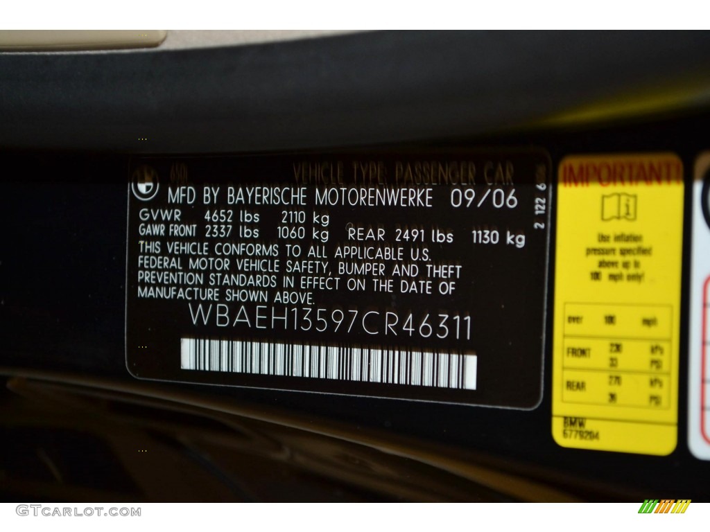 2007 BMW 6 Series 650i Coupe Info Tag Photos