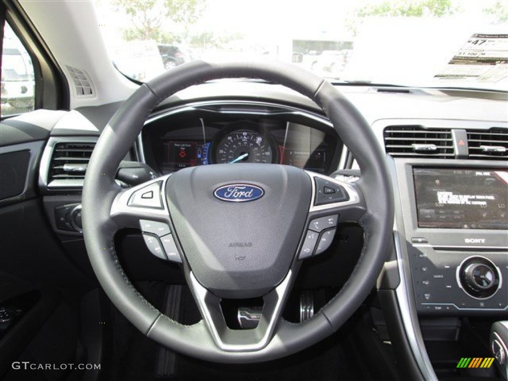 2014 Ford Fusion Hybrid Titanium Charcoal Black Steering Wheel Photo #84468092
