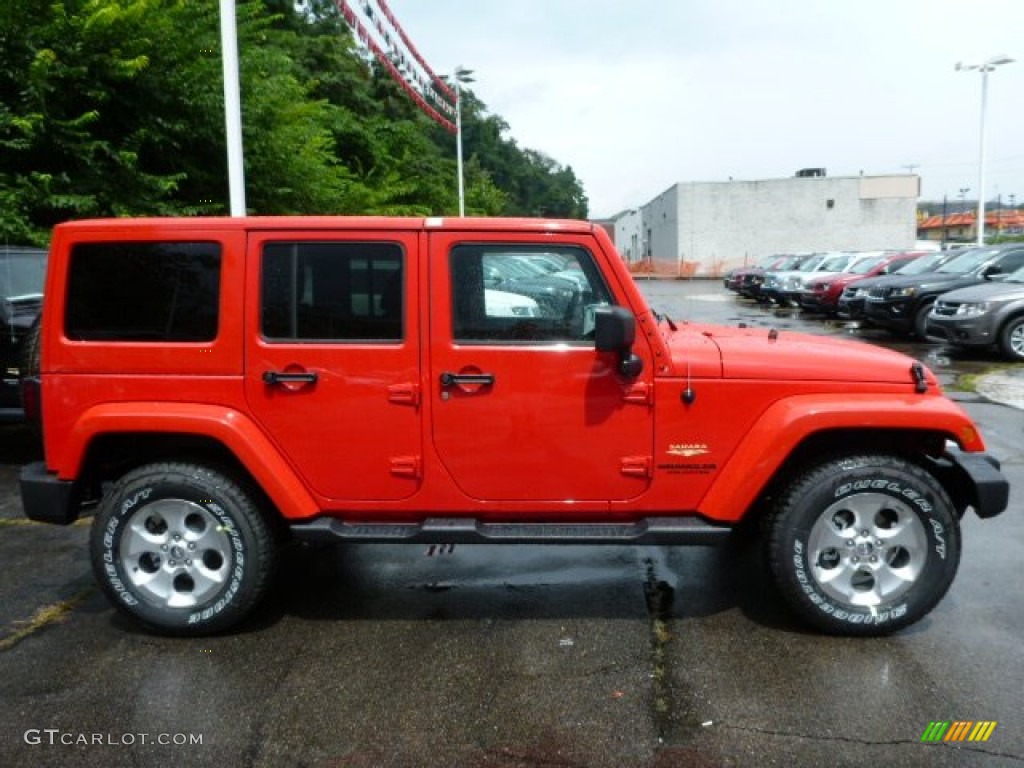 Flame Red 2014 Jeep Wrangler Unlimited Sahara 4x4 Exterior Photo #84471950