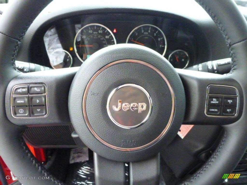 2014 Jeep Wrangler Unlimited Sahara 4x4 Black Steering Wheel Photo #84472019