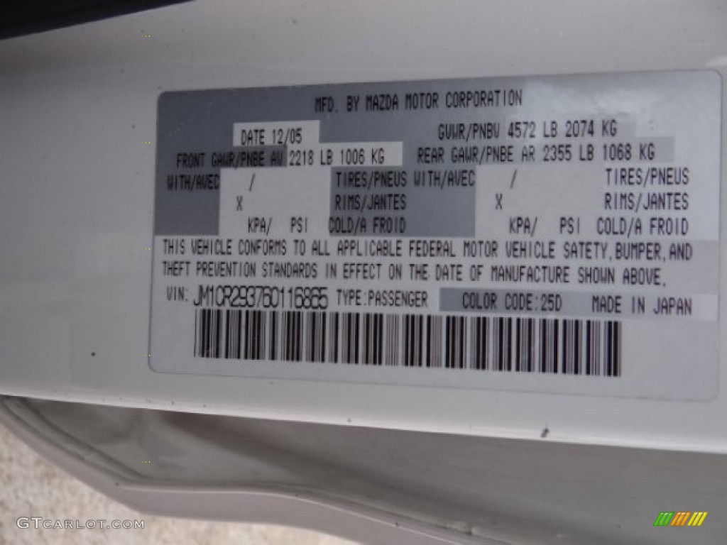 2006 MAZDA5 Sport - Whitewater Pearl / Black photo #31