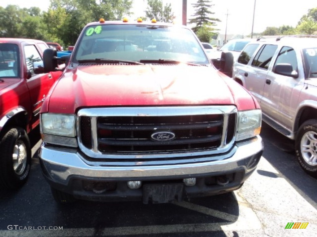 2004 F250 Super Duty XLT SuperCab 4x4 - Red / Medium Flint photo #2