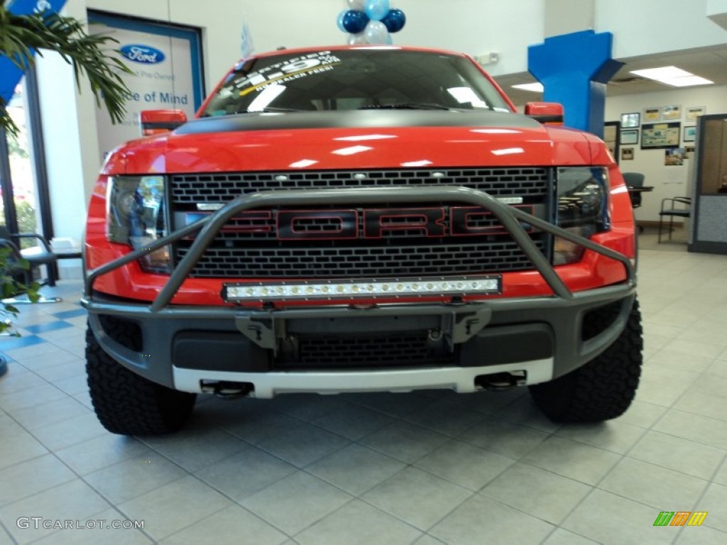 2011 F150 SVT Raptor SuperCrew 4x4 - Molten Orange Tri Coat / Raptor Black photo #2
