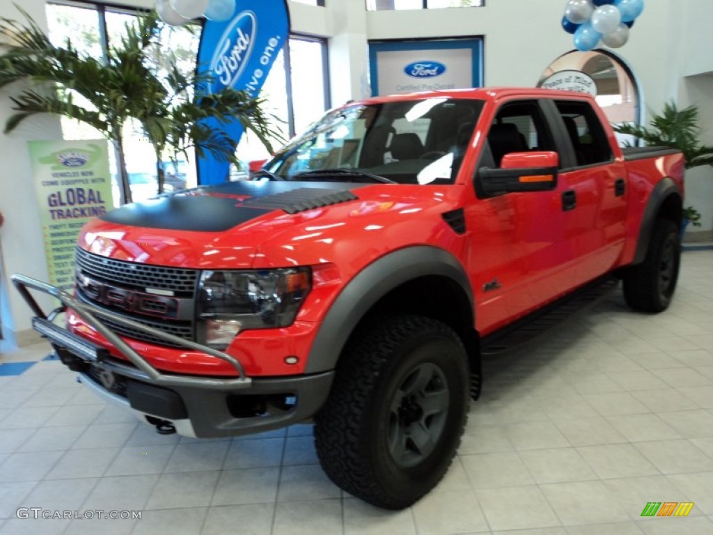 2011 F150 SVT Raptor SuperCrew 4x4 - Molten Orange Tri Coat / Raptor Black photo #6