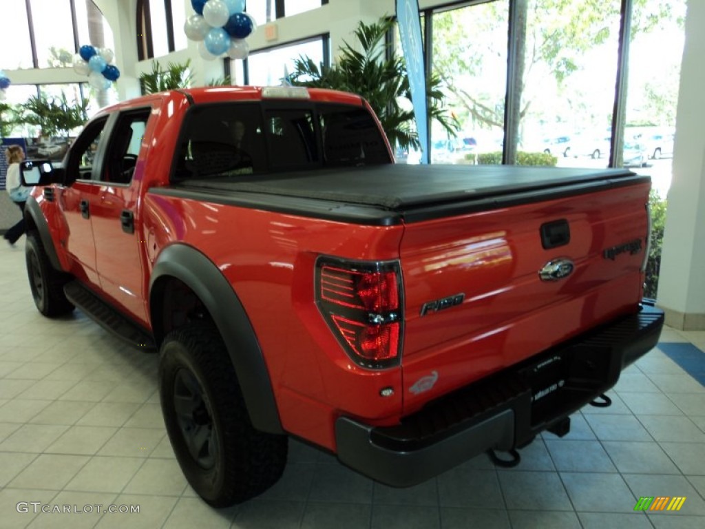 2011 F150 SVT Raptor SuperCrew 4x4 - Molten Orange Tri Coat / Raptor Black photo #10
