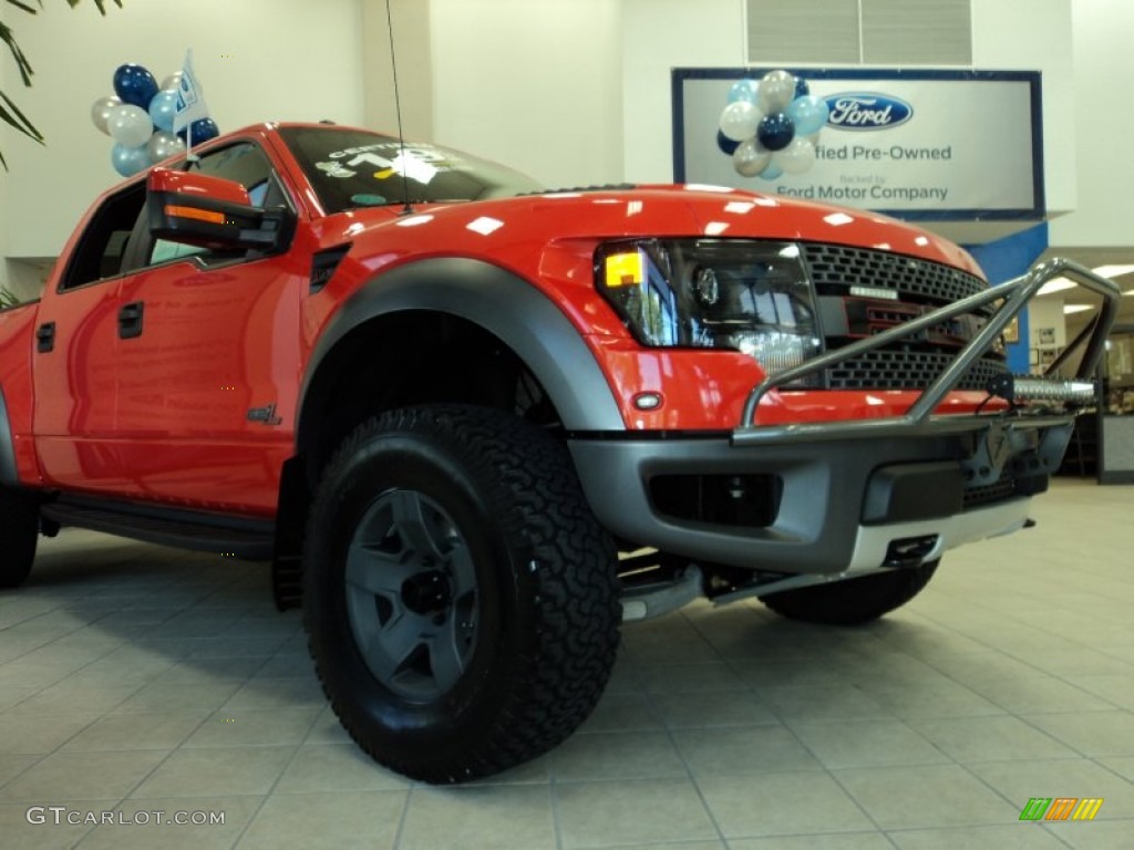 2011 F150 SVT Raptor SuperCrew 4x4 - Molten Orange Tri Coat / Raptor Black photo #16