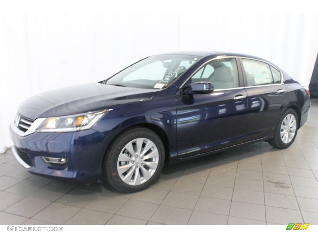 2013 Accord EX-L Sedan - Obsidian Blue Pearl / Gray photo #9