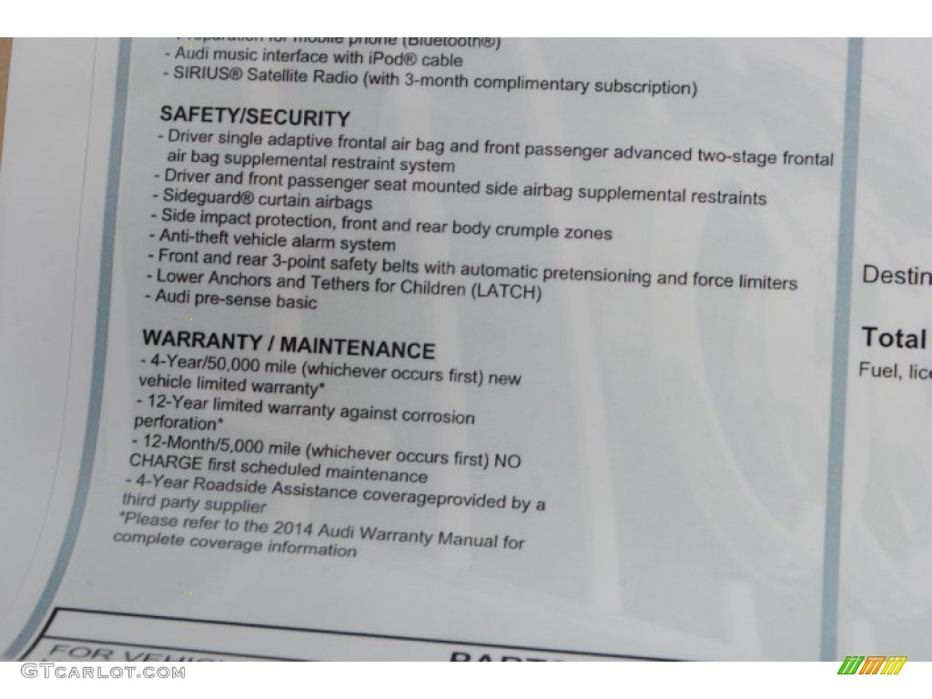 2014 Audi A6 2.0T quattro Sedan Window Sticker Photo #84490635