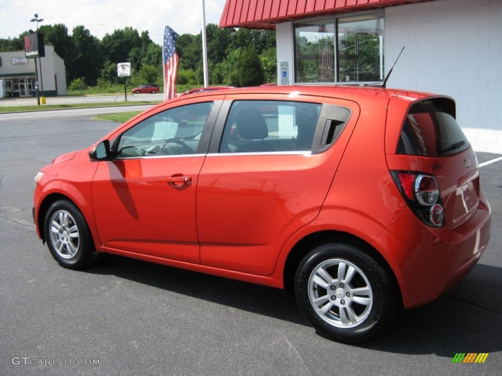 Inferno Orange Metallic 2012 Chevrolet Sonic LT Hatch Exterior Photo #84492708