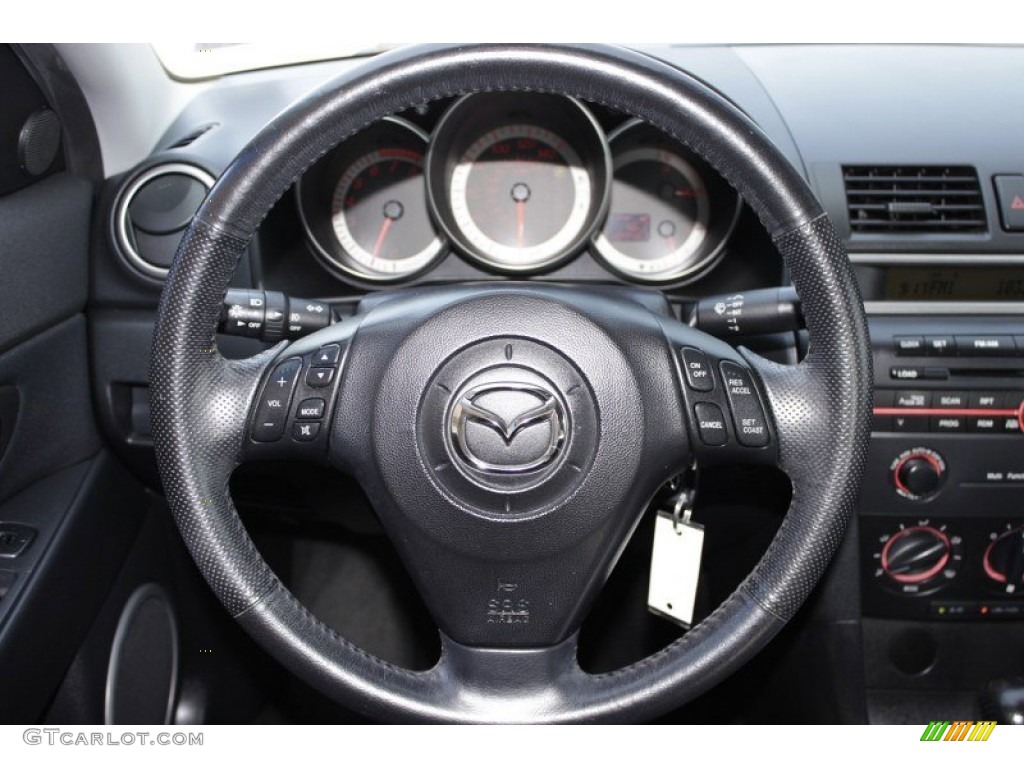 2005 Mazda MAZDA3 s Sedan Black/Blue Steering Wheel Photo #84493059