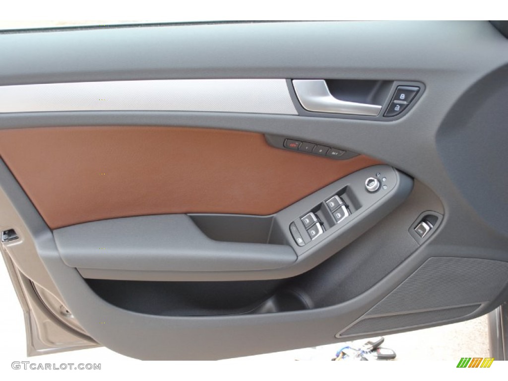 2014 Audi A4 2.0T quattro Sedan Chestnut Brown/Black Door Panel Photo #84493143