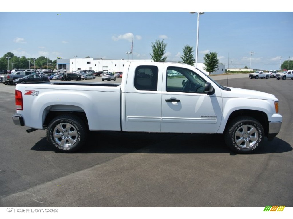 2013 Sierra 1500 SLE Extended Cab 4x4 - Summit White / Very Dark Cashmere/Light Cashmere photo #6