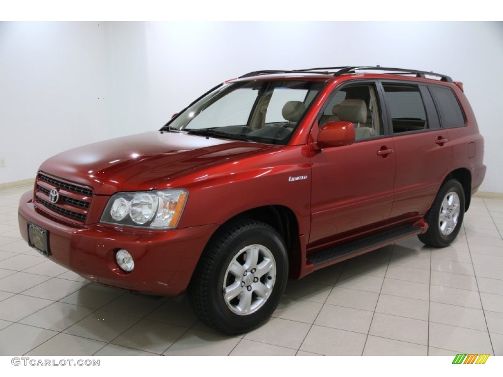 2002 Highlander V6 4WD - Sundown Red Pearl / Ivory photo #3