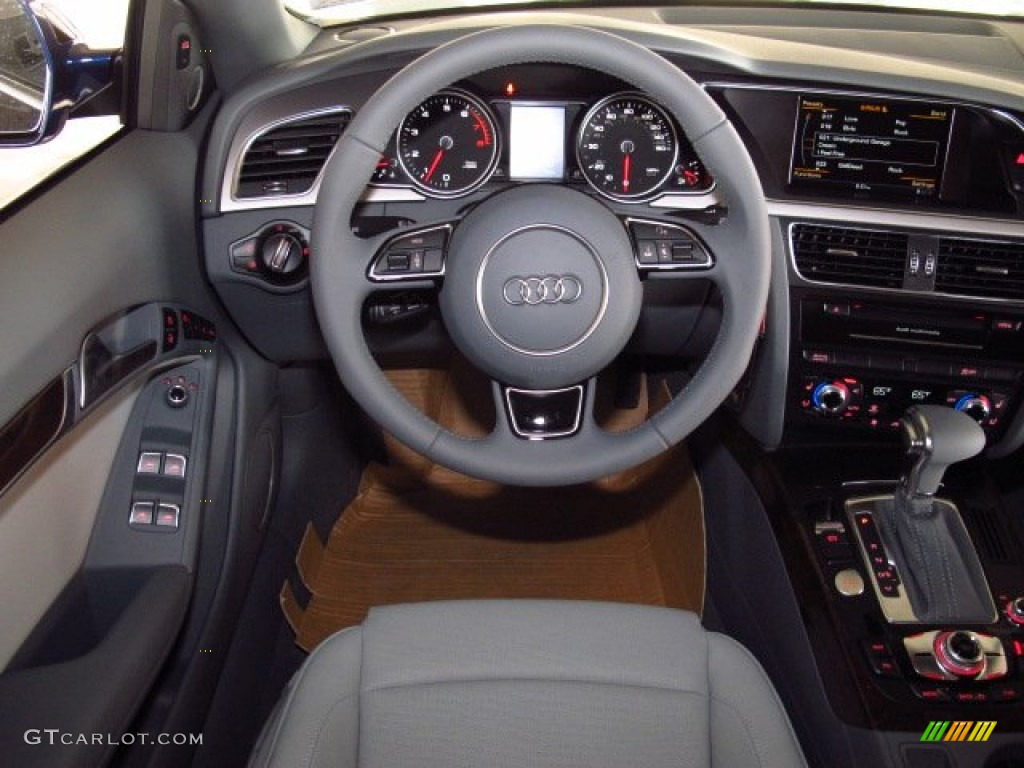 2014 Audi A5 2.0T quattro Cabriolet Titanium Gray Steering Wheel Photo #84505341
