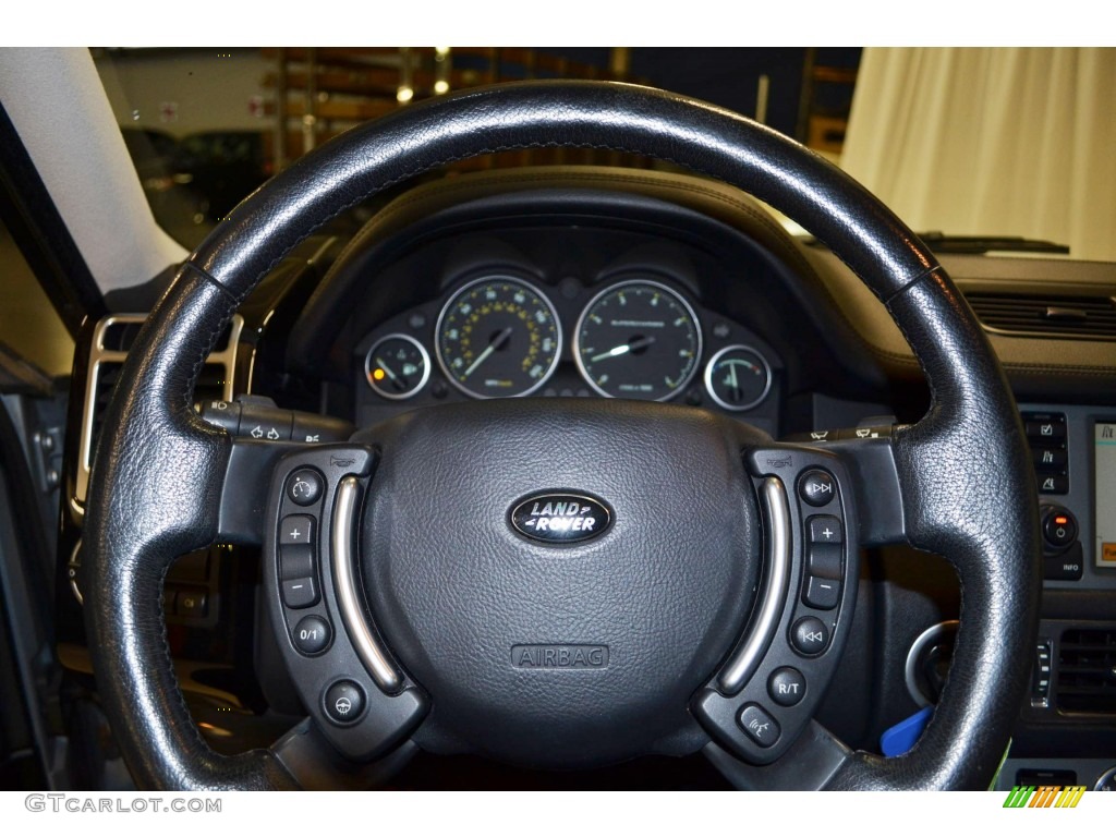 2007 Land Rover Range Rover Supercharged Jet Black Steering Wheel Photo #84505812