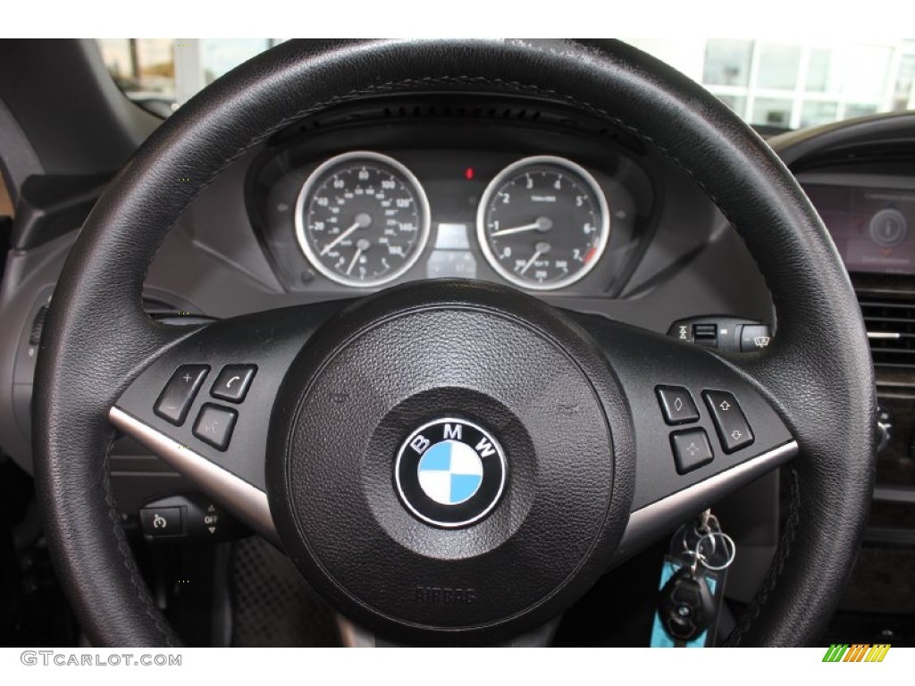 2005 BMW 6 Series 645i Convertible Black Steering Wheel Photo #84515334