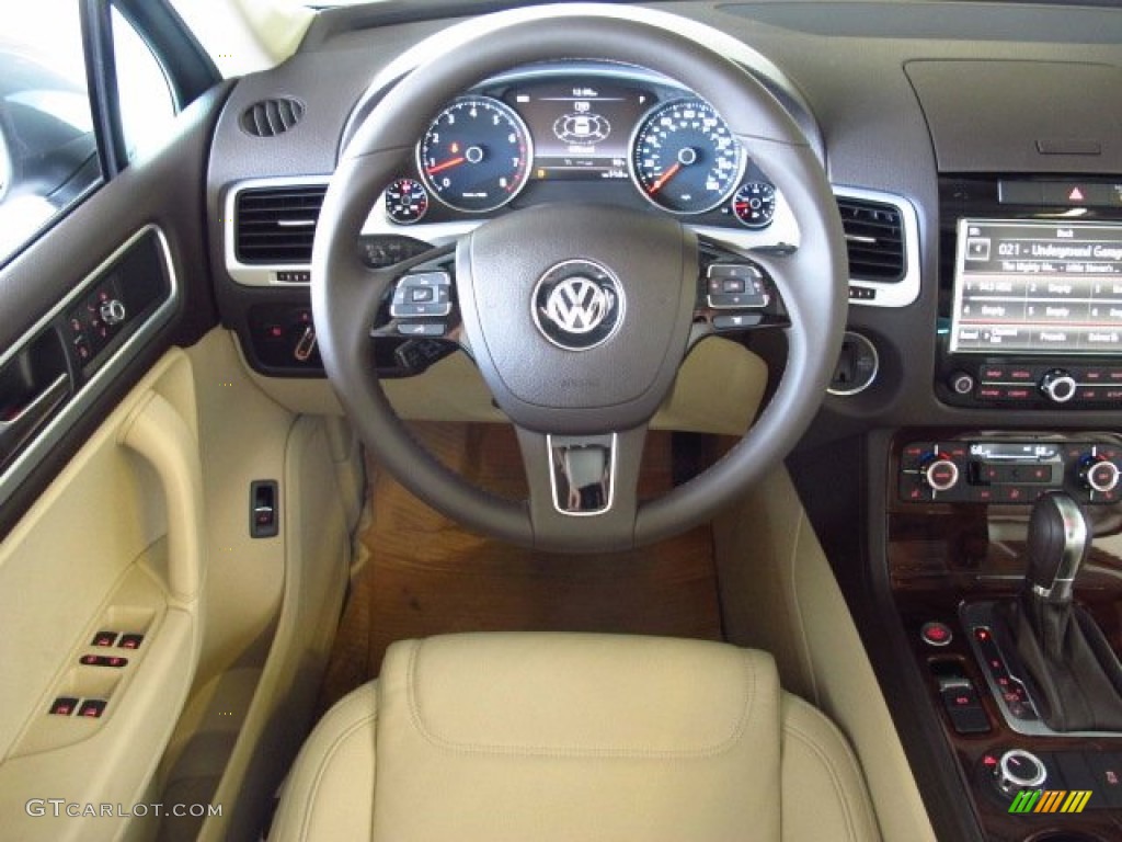 2014 Volkswagen Touareg V6 Lux 4Motion Cornsilk Beige Steering Wheel Photo #84519155