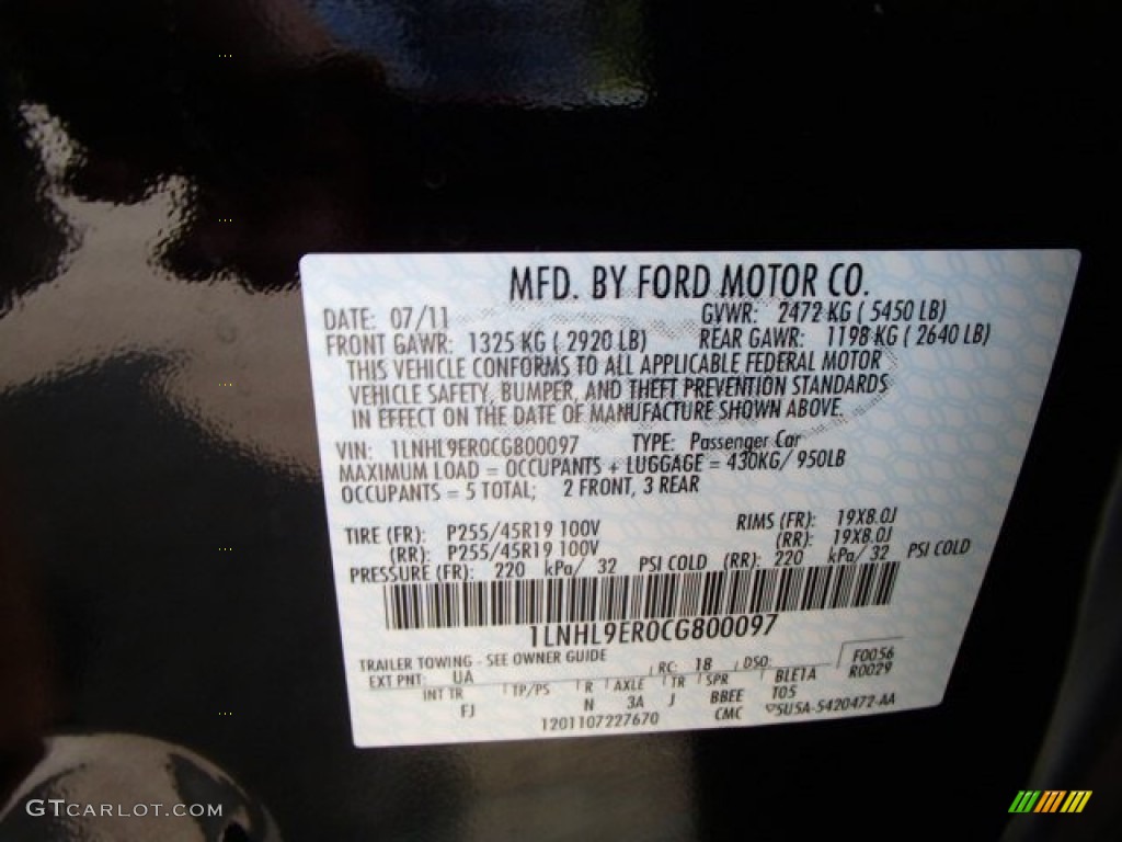 2012 MKS Color Code UA for Black Photo #84520561