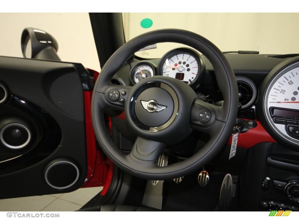 2014 Mini Cooper S Convertible Championship Lounge Leather/Red Piping Steering Wheel Photo #84521203
