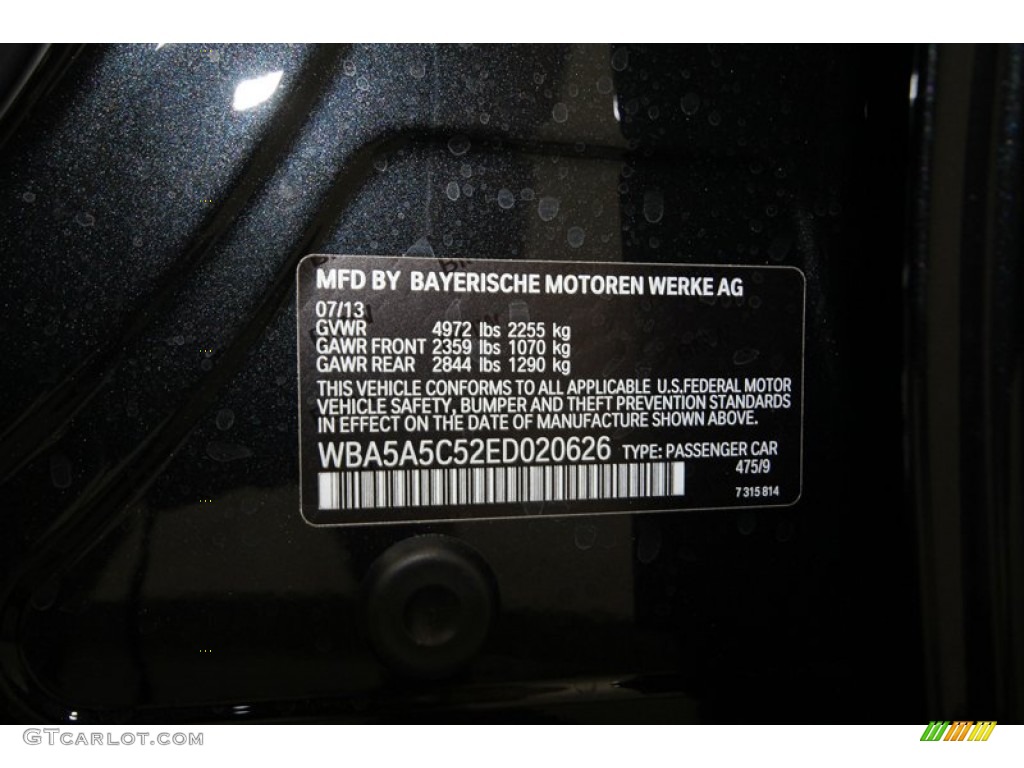 2014 BMW 5 Series 528i Sedan Color Code Photos