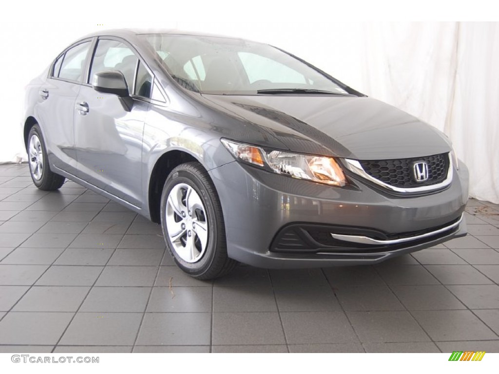 2013 Civic LX Sedan - Polished Metal Metallic / Black photo #1